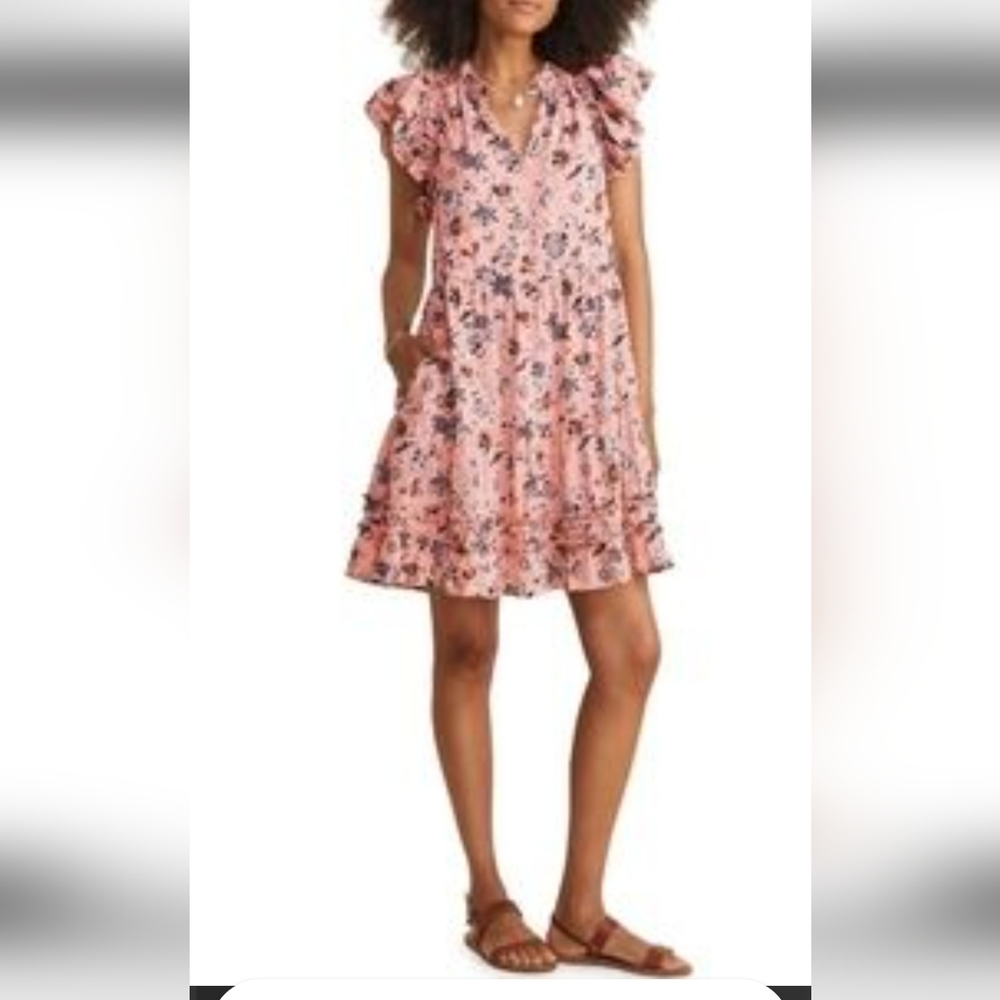 #242. Vineyard Vines Piper Tirred Mini Dress In Blush Pink